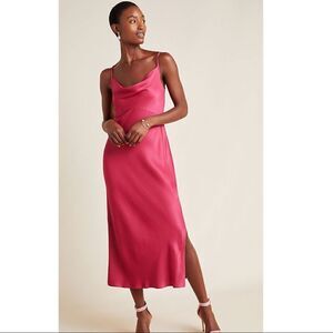 Anthropologie NWOT Pink Bias Slip Dress - Women’s L